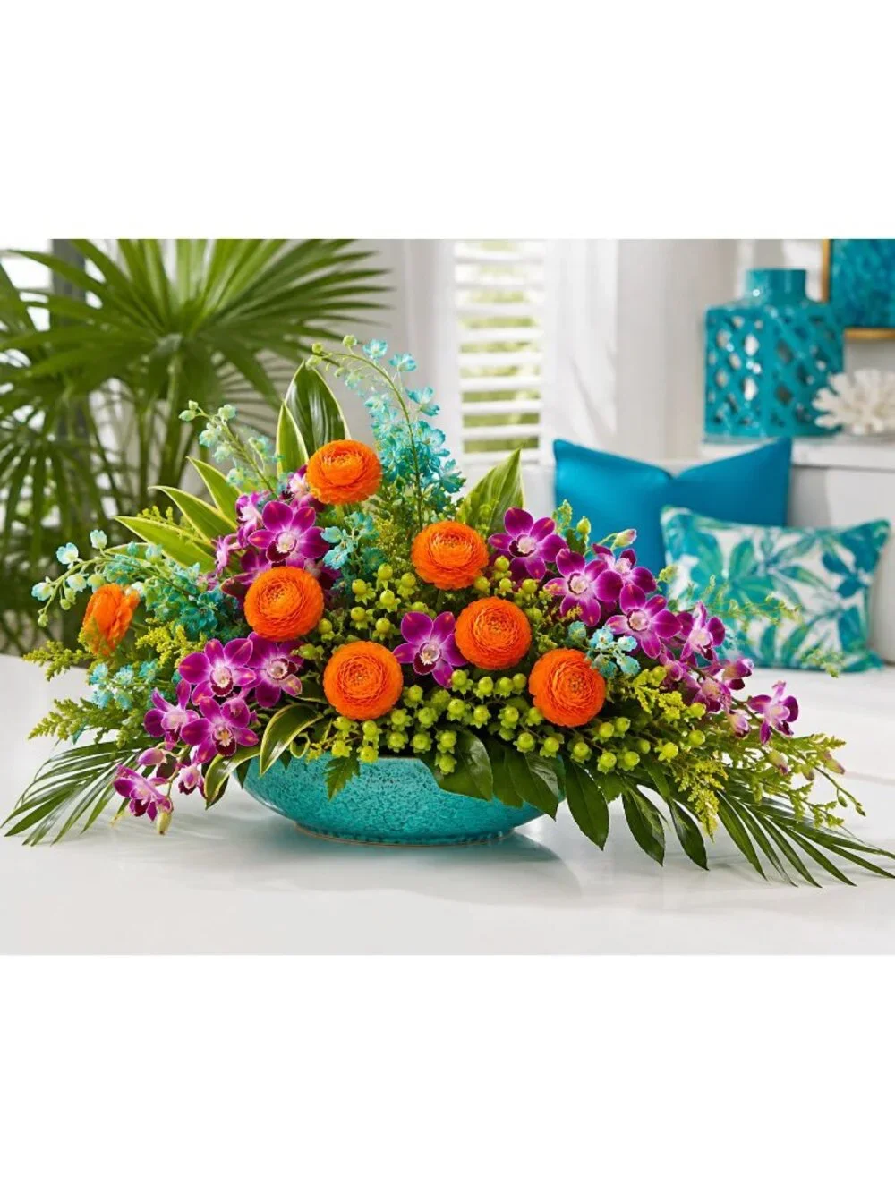 Orange Artificial Peony Ranunculus Flowers Set of 6 with 7 Inch Wire Stems Wreat